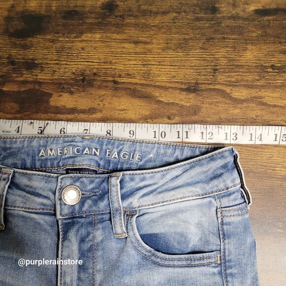 American Eagle Jeans 2 R Jegging Hi Rise Super Stretch Medium Light Wash - Picture 6 of 11